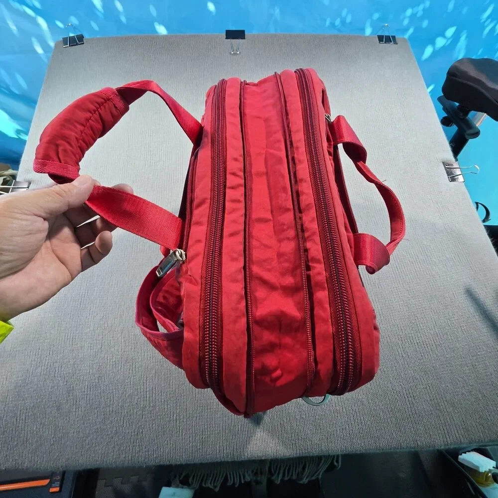 Sentoza Red Nylon Backpack for 15 in Laptop, Padded, Partitions, Solid Pattern